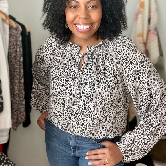 A NEW DAY Tie Front Blouse | Black Leopard Print | Large - Picture 13 of 13